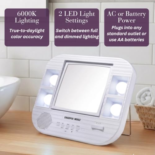 Lighted Makeup Mirror with 5X Magnification and Bluetooth - White Vanity