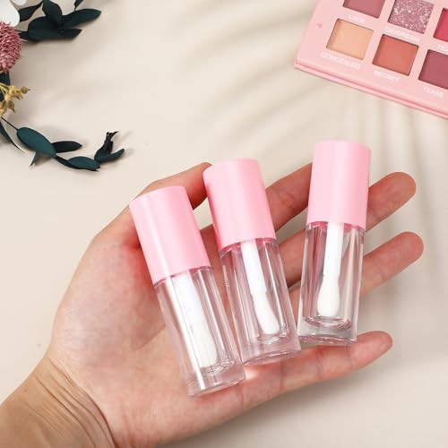 DIVINA VITAE 15Pcs Empty Lip Gloss Tubes -6ML Pink Clear Lipgloss Tubes with Chunky Wand - Refillable Lip Gloss Containers Bottles for DIY Lipgloss Makeup Cosmetic(Pink)