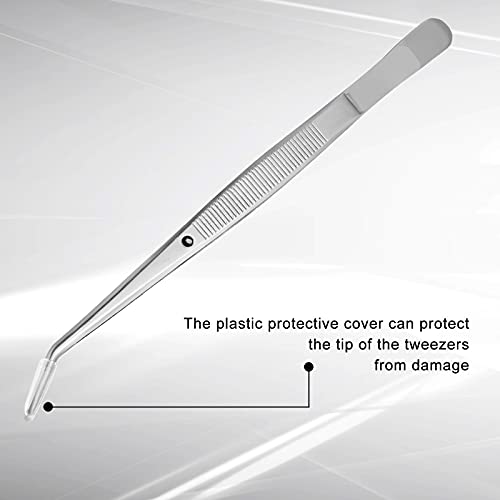 Honoson 10 Pcs Stainless Steel Tweezers for Crafting with Curved Serrated Tip Multipurpose Forceps Sewing Machine Tweezers Bulk (Silver)