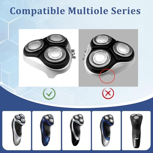 Replacement Heads for Phlips PT724 & More ? HQ8 Blades Compatible with PT720/721/722/723/725/726/728/729/730, AT830, AT811, Norelco Aquatec Shavers (1 Head-Silver)