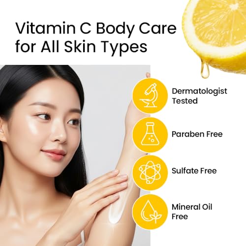 Vitamin C Body Lotion Jumbo Size - Moisturizing Korean Skincare for Dry Sensitive Skin