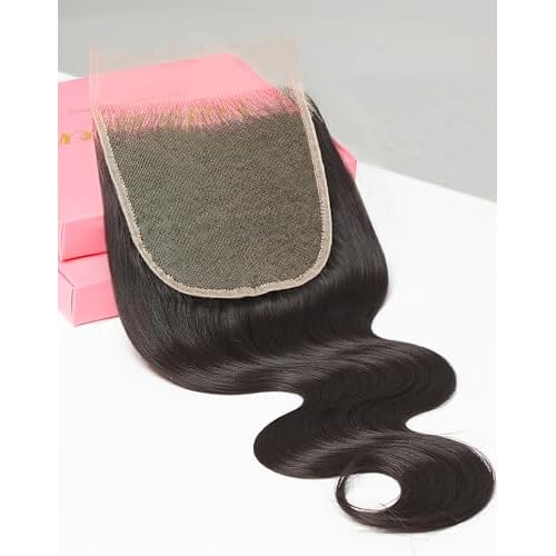 Body Wave Human Hair 5x5 HD Swiss Lace Closure Only 0.095mm Ultra-Thin Invisible Bleached Knots Frontal HD Lace Closure Pre-Plucked Skinlike Brazilian Raw Human Hair(5x5 Natural Black 20 Inch)