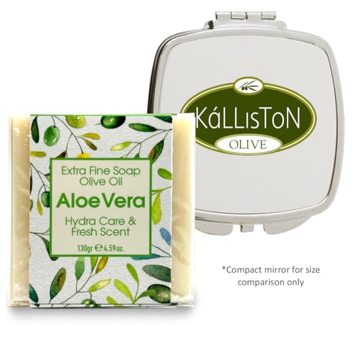 Kalliston, Aloe Vera Olive Soap, with Pumice Stone, Natural Organic Ingredients, Spa Soap Bars, Product of Greece, 4.5oz Each, Pack of 4