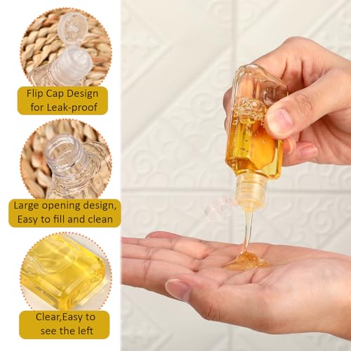 LemonRoad 150 Pcs 1 oz Plastic Empty Travel Bottles with Flip Cap 30ml Mini Clear Hand Sanitizer Bottle Refillable Containers for Shampoo Lotion Liquid Body Soap Cream Toiletries(Clear Lid)