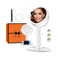White Double-Sided Lighted Makeup Mirror with 30X Magnification & Phone Holder