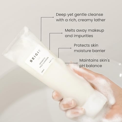 Beigic Aromatic Face Cleanser 4.39 oz - Gentle Vegan Foaming Wash with Hyaluronic Acid & Micellar Water - Sensitive Skin