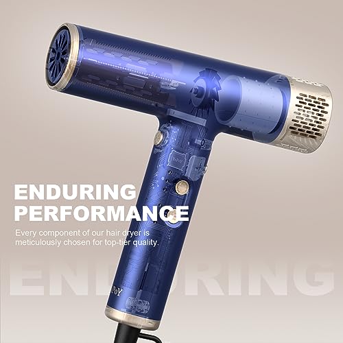 YAPOY US-Size Blue Professional Ionic Hair Dryer with Diffuser, Fast Drying