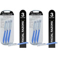 Tweezerman Eyebrow Razor with 3 Replacement Blades and Safety Cap (Stainless Steel)