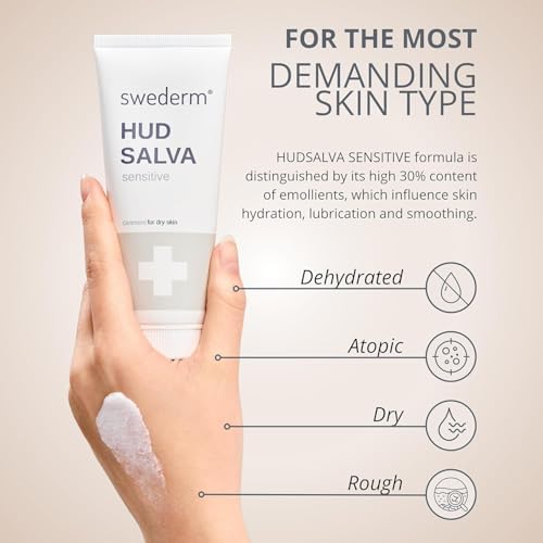 swederm Hudsalva Sensitive Eczema Hand Cream 1.69 Oz - Soothing and Moisturizing Hands and Foot Cream - Healing Ointment with Glycerine - Nourishes & Repair Dry Skin and Callus - Fast Absorbing