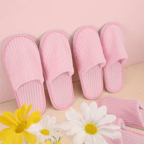 Panitay 20 Pairs Reusable Spa Slippers for Guests Washable House Slippers with Triple Layer Coral Fleece for Home Indoor Hotel Travel, Closed Toe