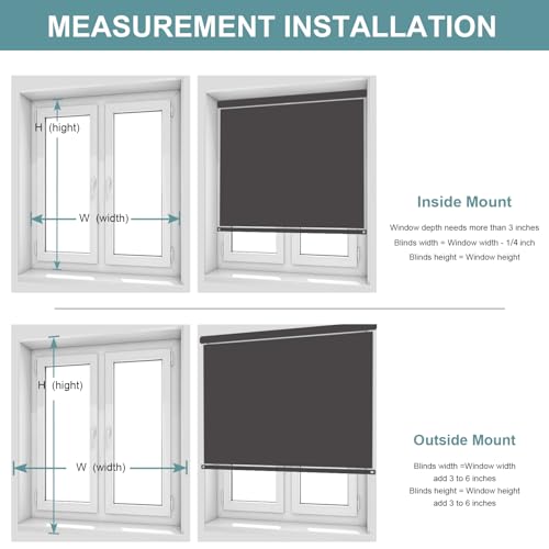 MYshade Cordless Blackout Roller Shades for Windows, White / 46 x 72 inches, UV & Thermal Insulated Window Blinds for Bedroom & Living Room
