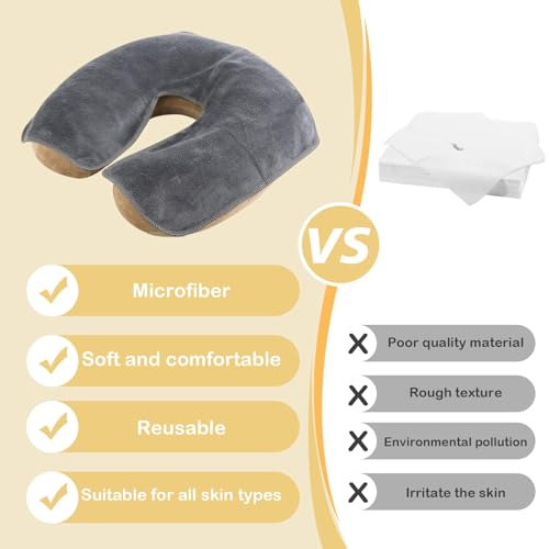 SINLAND Microfiber Face Cradle Covers Large Size Soft and Reusable Non-Stick Massage Headrest Cover Suitable for Any Massage Tables & Massage Chair