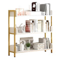 OSCHF 3-Tier Wide Open Shelf Bookcase with Gold Frame, White, Variation: Gold + White