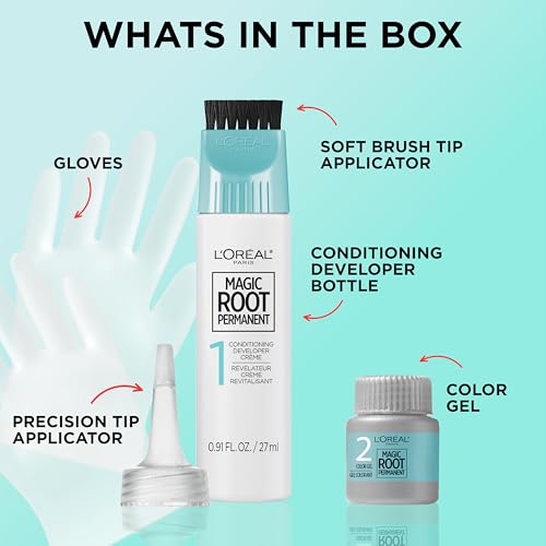 L'Oreal Paris Magic Root Rescue 10 Minute Root Hair Coloring Kit, Permanent Color with Quick Precision Applicator, 100 percent Gray Coverage, 4 Dark Brown, 1 kit (Packaging May Vary)
