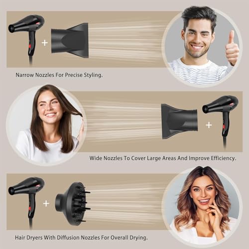 Obsidian Black Professional Ionic Hair Dryer 2400W with Diffuser - Conhaze
