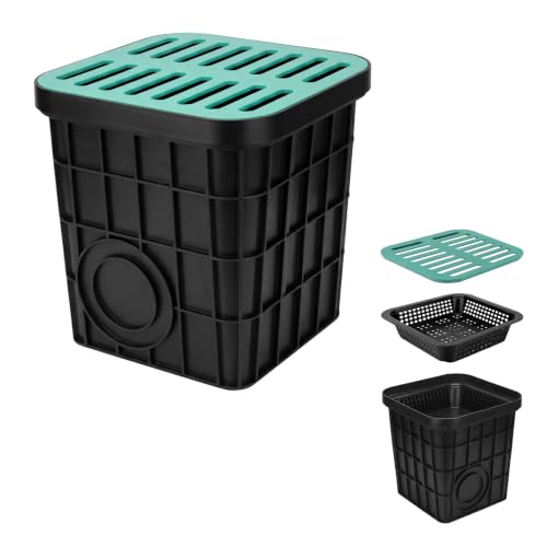 Large 15x15x15 Inch Drain Catch Basin with Fiberglass Grate for Yard Drainage