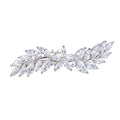 Women’s Wedding Hair Barrettes CZ Marquise Hibiscus Leaf Hair Accessories - Clear Silver-Tone