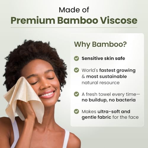 Disposable Face Towels XL - 50 Pack of Ultra Soft Bamboo Viscose Makeup Remover Wipes - 2 Pack