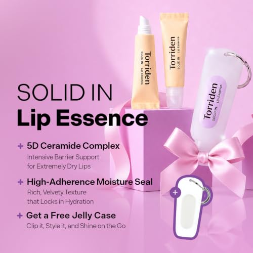 Moisturizing Lip Essence Set - 3 Pack of Ceramide Lip Balm with Jelly Case Key Chain