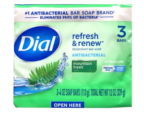 Dial Mountain Fresh Antibacterial Deodorant Bar Soap Pack of 4 - 3.4 oz Each