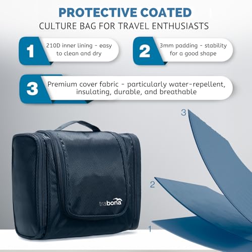 Travel Toiletry Bag for Women and Men - Navy Blue | Spacious & Waterproof