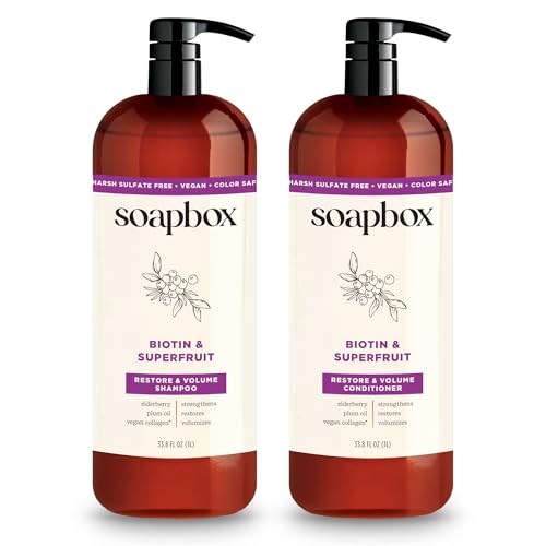Biotin & Superfruit Shampoo & Conditioner Set for Volume - 1L - Soapbox