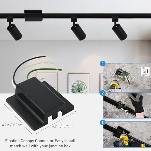 Black 4-Light LED Track Lighting Kit with 3.3FT H Track Rails & Floating Canopy