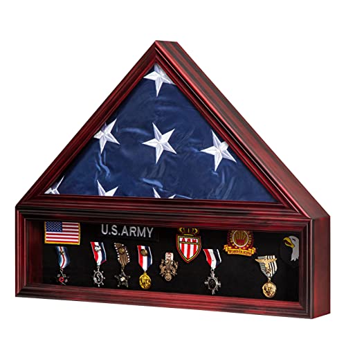 Medium Military Shadow Box with Flag Display Case - Mahogany Finish, 5'x9.5' Variation of THIS listing