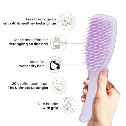 Tangle Teezer | The Fine & Fragile Wet Detangler Hairbrush | Soft Flex Teeth for Less Breakage | Ideal for Thinning Hair, Color-Treated & Sensitive Scalps | Comfort Handle | Hypnotic Heather