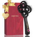 Simetra Detangler Hair Brush for Women & Men - Brown-Purple, Natural Boar Bristles, Crystal & Gold Finish