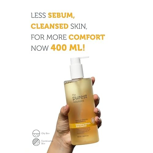 The Purest Solutions Salicylic Acid Clarifying Cleanser Gel for Oily & Combination Skin, Deep Cleansing Face Wash with Niacinamide & Green Tea, Blackhead & Pore Cleansing, 400 ml