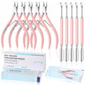 Pink 10 Pack Nail Cuticle Trimmers with Pusher and Sanitizer Pouch