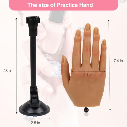 Nail Practice Hand for Acrylic Nails - Right Hand Brown with 516 Nails & Tools