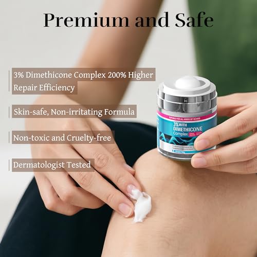 Silicone Scar Cream, Scar Treatment for Improves Skin Texture & Helps Remove Acne, Stretch Marks, Surgery, C Section, Burn, Keloid & Hypertrophic Scars 1.76 Oz (50g)