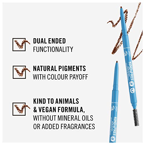 Rimmel Kind & Free Brow Definer, 002 Taupe (Pack of 2)