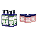 Dr Teal's Body Wash (Pack of 4) & Shea Sugar Body Scrub (Pack of 3) with Eucalyptus, Spearmint & Rose