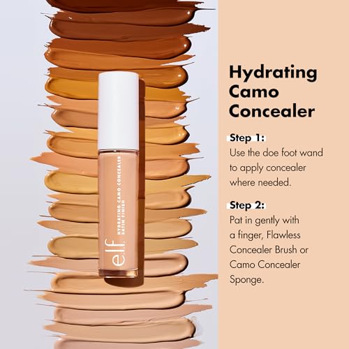 e.l.f. Hydrating Camo Concealer, Covers Blemishes & Under-Eye Circles, Full-Coverage & Delivers A Satin Finish, Vegan & Cruelty-Free, Light Ivory