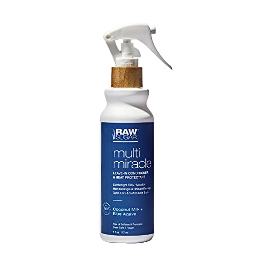 RAW SUGAR Multi-Miracle Hair Mist | Leave-In Conditioner & Heat Protectant | Coconut Milk + Blue Agave | 6 oz