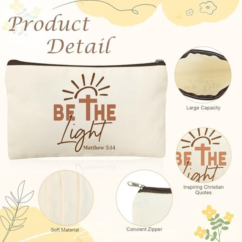 48 Pcs Christian Cosmetic Bags Bulk for Women Bible Verse Makeup Bags Christian Gifts Inspirational Canvas Pouches with Zipper for Cosmetics Journaling Motivational Supplies