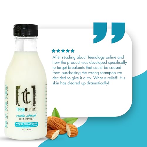 Teenology Vanilla Almond Teen Shampoo - Sulfate & Paraben Free for Acne-Free Skin