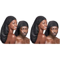 Red by Kiss Unisex Silky Spandex Loc Cap, Dreadlocks & Braids Cap, Shower Cap, Sleep Cap, Black (Super Jumbo) (Pack of 2)