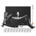 Megan beard shaping tool,5 piece set beard shaper for man - include professional straight edge razor,template guide,10 count of double edge blades,barber pencil and stainless steel scissors.