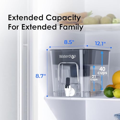 Waterdrop 22L Water Filter Dispenser with 4 NSF-Certified Filters - Black