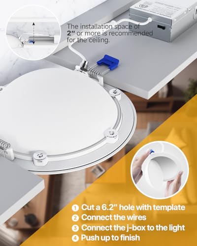 White 6 Pack 6 Inch LED Gimbal Recessed Light Dimmable 5 CCT