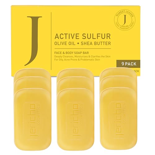 Jericho Dead Sea Sulfur & Olive Oil Face & Body Bar Soap 4.4 Oz Pack of 9 – Acne & Skin Clarifying