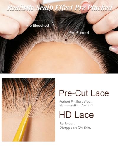 7x6 Glueless Human Hair Bob Wig - Pre-Cut Lace Closure 12 Inch - Natural Black