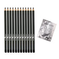 Italia Deluxe 12 pcs Eyeliner Pencil, Ultra Fine, Creamy, High-pigmented, Long-lasting + Hydrogel Eye Patch for Lash Extensions (Black)