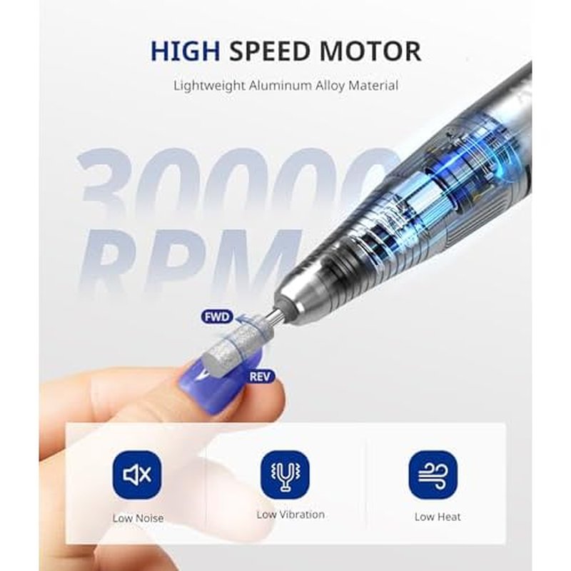AIRSEE Nail Drill Mandrel Bit for Efile Sanding Bands and EB Rechargeable 30000RPM Electric Nail Drill Professional