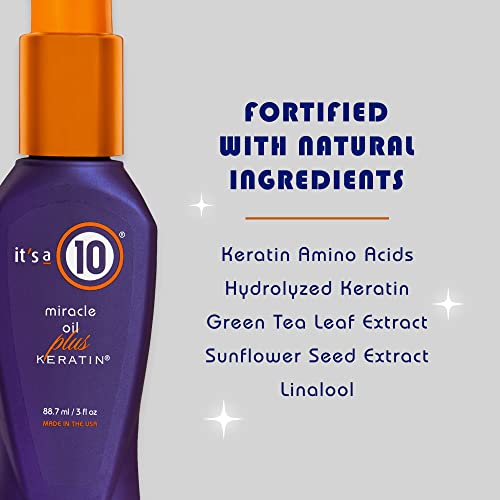 It's a 10 Haircare Miracle Oil Plus Keratin - Hair Oil Treatment 3 fl oz (Pack of 3)