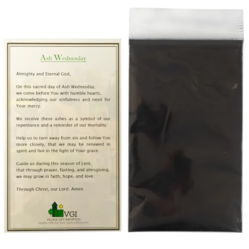 Palm Ashes and Blessing Card | For use at Ash Wednesday Services | Christian and Catholic Church Supplies | Black | Serves Congregation of 500 People